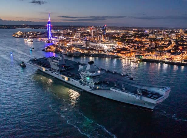 HMS Queen Elizabeth departing HMNB Portsmouth ahead of its maiden operational deployment. Picture: Shaun Roster / SWNS.COM.