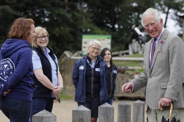 The Prince of Wales during a socially distanced farm visit last summer.