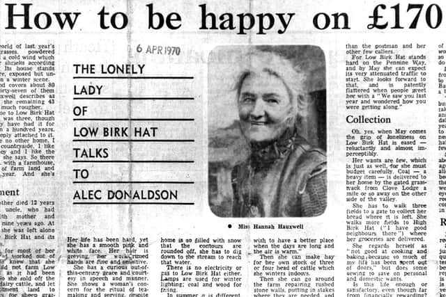 The original Yorkshire Post story which led to Hannah Hauxwell being chosen to start in documentaries about her life.