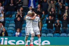 GOODBYE: An emotional Gaetano Berardi is consoled by Ezgjan Alioski at Elland Road on Sunday afternoon. Picture: Bruce Rollinson