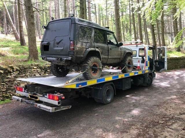A Land Rover, modified for extreme off-roading, which was seized by police near Holmfirth. (Image: LDRS)