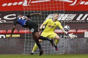Sheffield United's Aaron Ramsdale saves from Christian Benteke of Crystal Palace in a game at Bramall Lane earlier this month. Pictures: Darren Staples / Sportimage