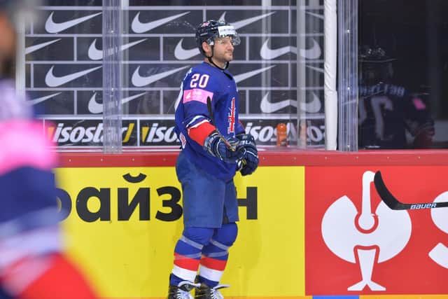 Jonathan Phillips warms up to face Denmark In Rig - his 100th match for GB. Picture: Dean Woolley.