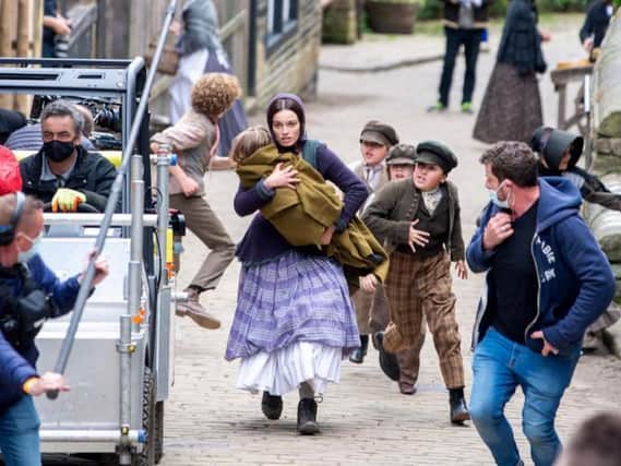 A crew shooting Emily in Haworth