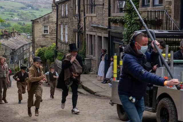 A film crew working on the Emily Brontë biopic called Emily