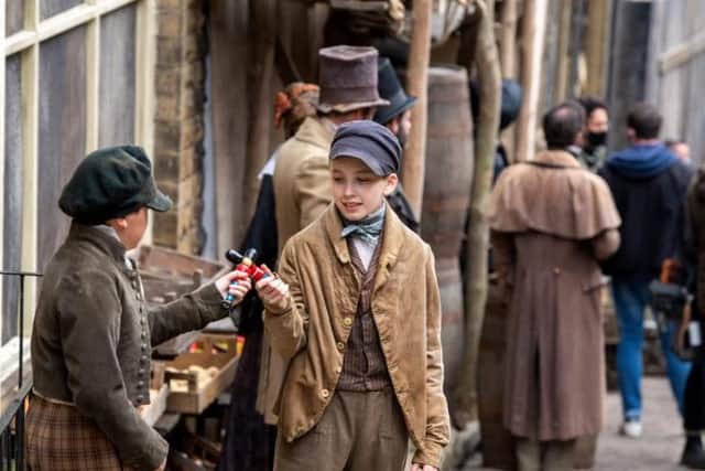 Two young actors on the set of Emily in Haworth
