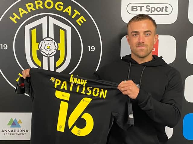 New Harrogate Town signing Alex Pattison. Picture courtesy of Harrogate Town AFC.