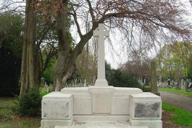 The memorial in Western Cemetery which commemorates all those who died Credit: P Hampel