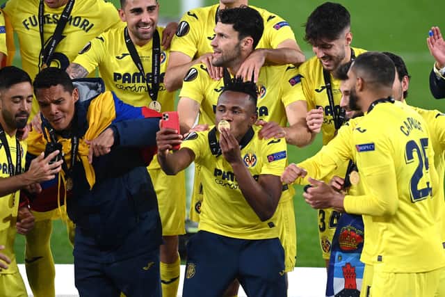 Villarreal celebrate winning the UEFA Europa League final, at Gdansk Stadium, Poland. (Picture: PA)