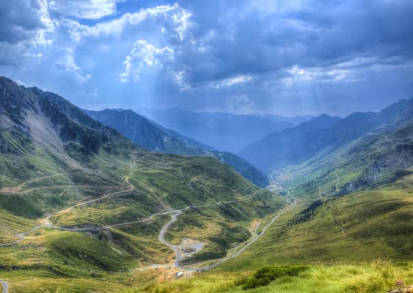 Roads in Central Pyrenees mountains close to Col du Tourmalet (2115m), a Tour de France route.