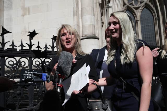 Former post office worker Janet Skinner (left) speaks to the media outside the Royal Courts of Justice, London, after having her conviction overturned by the Court of Appeal. Picture: Yui Mok/PA Wire