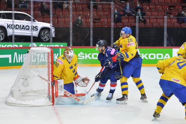CLOSE CALL: Robert Dowd goes close to scoring against Sweden in Riga. Picture: Dean Woolley.