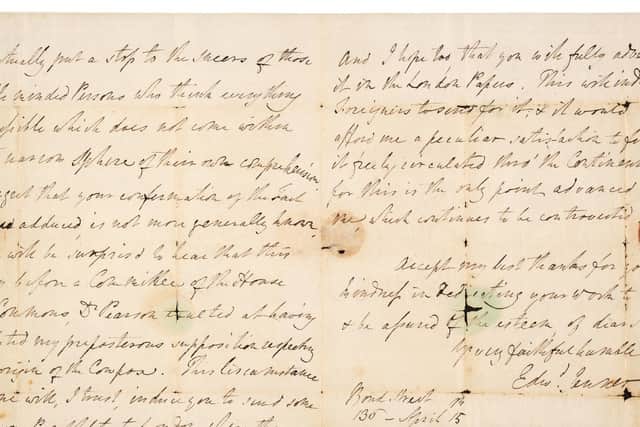 The letter to Dr Loy who endorsed the work of Dr Edward Jenner