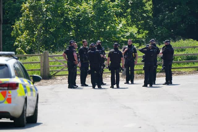Armed police officers in Hubbard's Hills, Louth, Lincolnshire.