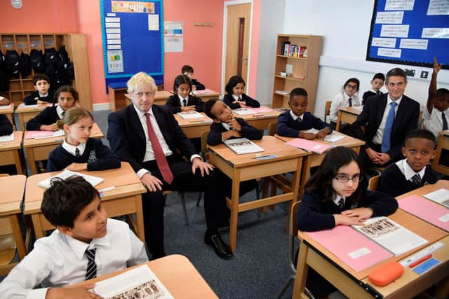 Boris Johnson and Gavin Williamson undertake a school visit prior to the Covid pandemic.