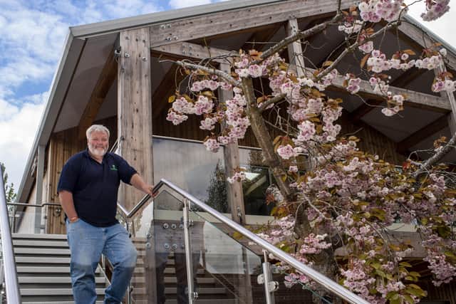 Phil Airey, manager of Horticap Nurseries, photographed outside the charity's new shop and cafe, funded by a huge legacy from one of the students, Peter Hopkins. Picture: Ernesto Rogata.