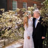 Boris johnson after his wedding to Carrie Symonds at Westminster Cathedral.