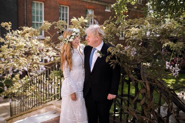 Boris johnson after his wedding to Carrie Symonds at Westminster Cathedral.