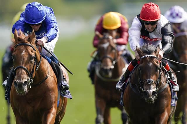 This was Hurricane Lane (left) winning last month's dante Stakes at York under William Buick.
