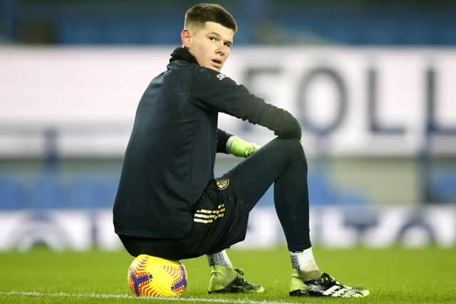 WHO, ME? Leeds United goalkeeper Illan Meslier prior to the Premier League match at Goodison Park last season. Picture: Clive Brunskill/PA