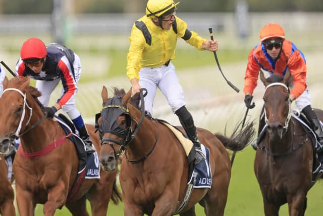 This was Tom Marquand and Addeybb winning the Queen Elizabeth Stakes at Randwick, Sydney, in April.