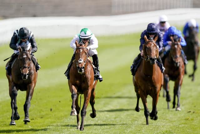 This was Youth Spirit and Tom Marquand (green cap) winning the Chester Vase ahead of a tilt at today's Cazoo Derby.