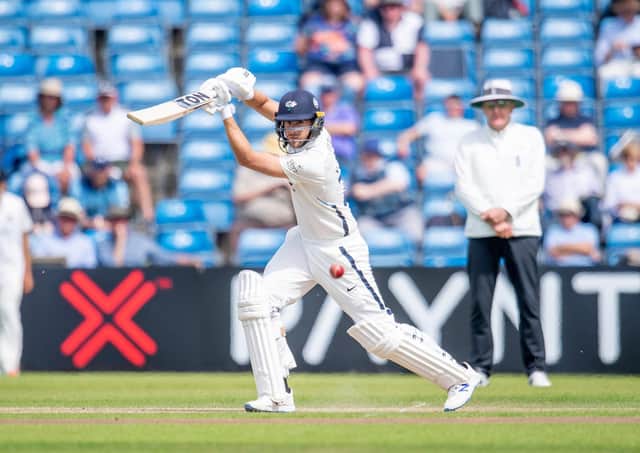 TOP MAN: Yorkshire's Dawid Malan hits out against Sussex on his way to an unbeaten 103. Picture: Allan McKenzie/SWpix.com