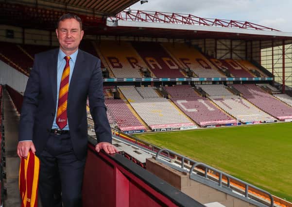 AIMING HIGH: New Bradford City manager at Valley Parade yesterday. Picture: Thomas Gadd.