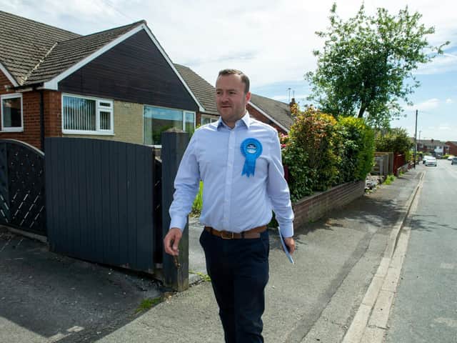 Ryan Stephenson on the campaign trail in Batley