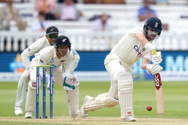 England's Rory Burns attacks the ball during day four at Lord's. Picture: Adam Davy/PA