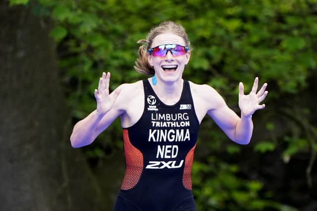 Maya Kingma of the Netherlands wins the race (Picture: PA)