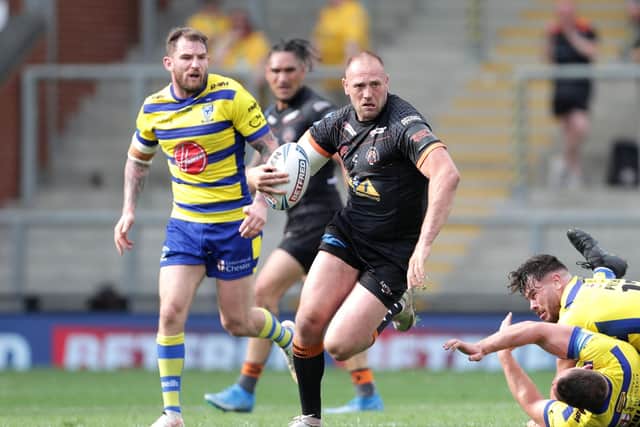 Castleford Tigers' Liam Watts carries the ball  during the Betfred Challenge Cup semi final match at the Leigh Sports Village (Picture: PA)