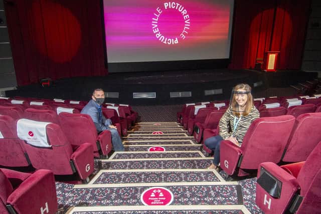 Graham Relton from the Yorkshire Film Archive and Head of Screen Operation Kathryn Penny at the Pictureville Cinema in the Bradford Science Museum and Cinema. Picture: Tony Johnson
