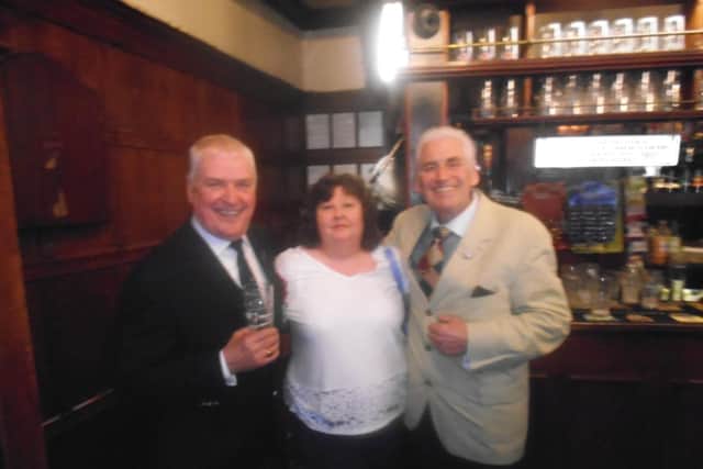 Roy "Wendy" Gibson, right, after the annual Falklands memorial service at Hull Minster where he did a Liberace-style Dont Cry for Me Argentina on the piano