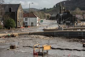 Flooding in Mytholmroyd as Storm Ciara struck in February 2020.