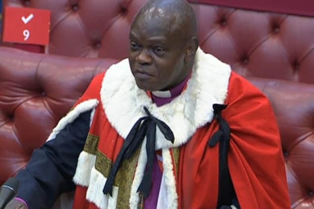 Baron Sentamu of Lindisfarne is the former Archbishop of York. He has just delivered his maiden speech after being sworn-in last month.