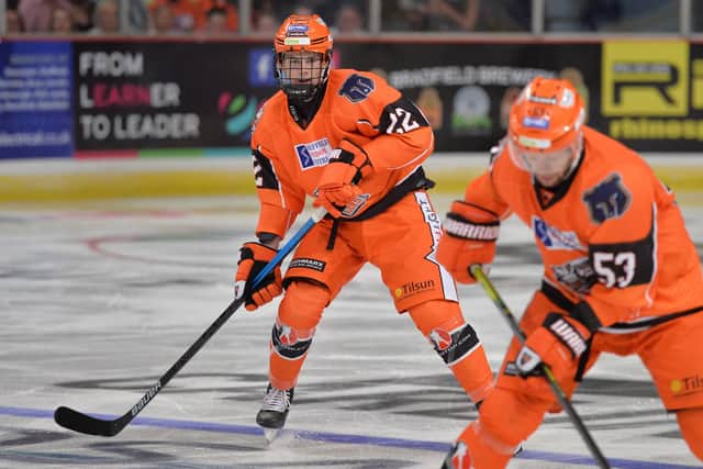 Defenceman Jordan Griffin, pictured in action for Sheffield Steelers. Picture courtesy of Dean Woolley.
