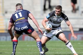 Hull FC's Cameron Scott (right) and St Helens' Joel Thompson during the Betfred Challenge Cup semi-final match at the Leigh Sports Village last Saturday. Picture: Richard Sellers/PA Wire.