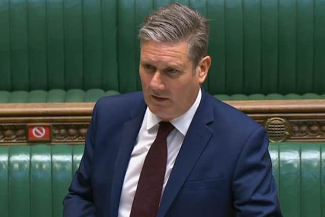 Labour leader Sir keir Starmer at Prime Minister's Questions.