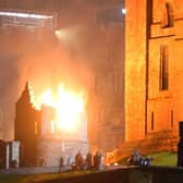 The set is put on fire as part of filming for the new Indiana Jones 5 movie starring Harrison Ford overnight