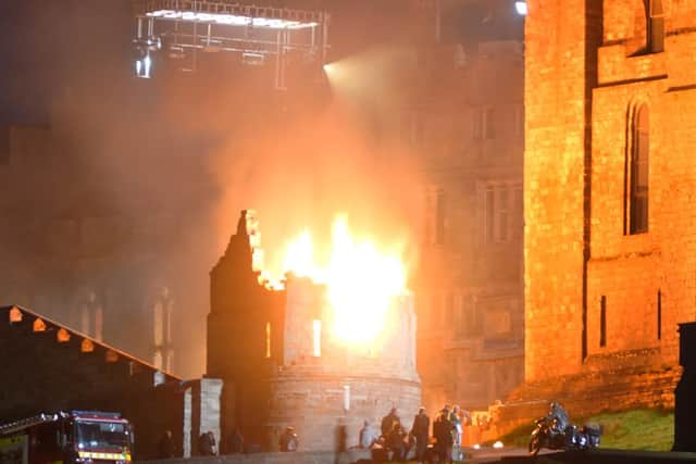 The set is put on fire as part of filming for the new Indiana Jones 5 movie starring Harrison Ford overnight