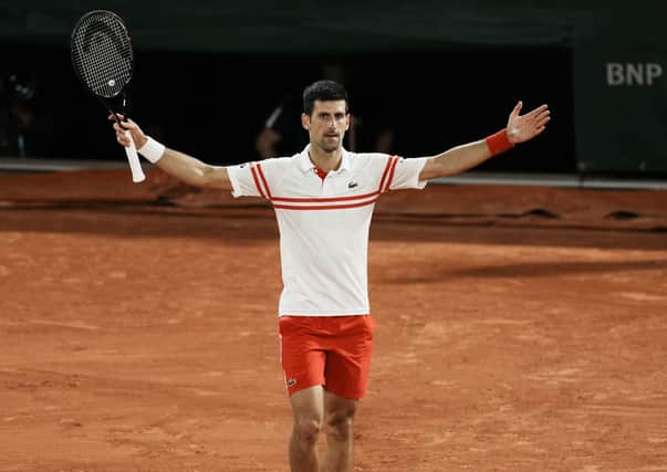 TOP MAN: Novak Djokovic celebrates as he defeats Spain's Rafael Nadal. Picture: AP/Thibault Camus