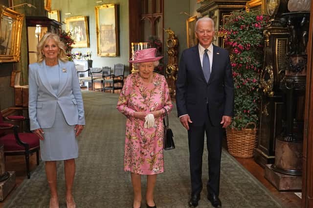 The Queen with Presidenjt Joe Biden and Dr Jill Biden. America's First Lady, at Windsor Castle.