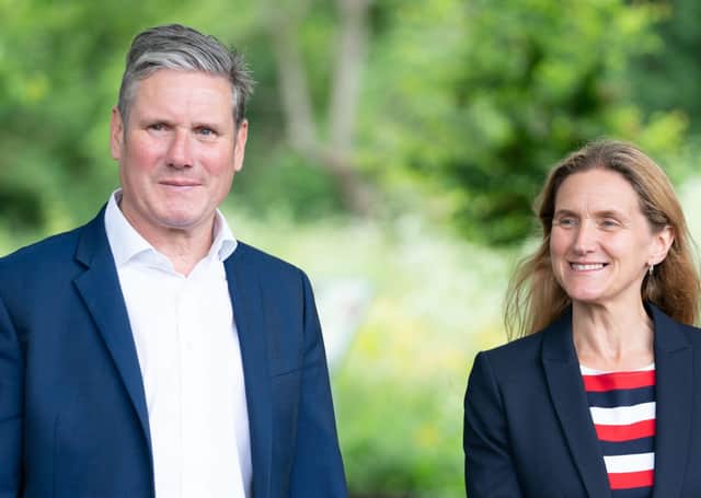 Kim Leadbeater, Labour's candidate in the Batley and Spen by-election, with party leader Sir Keir Starmer.