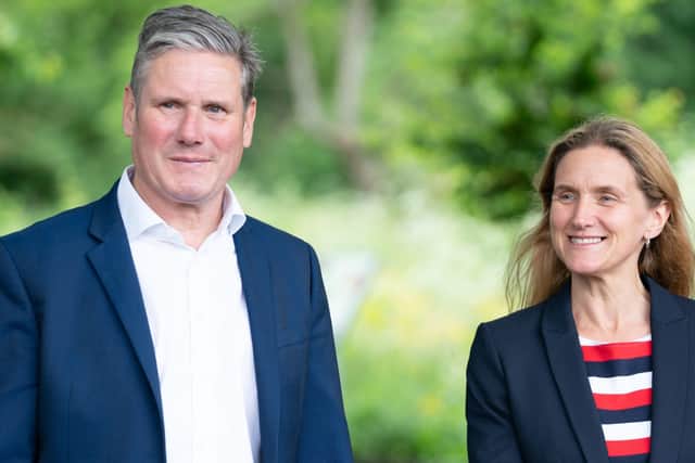 Kim Leadbeater, the sister of Jo Cox, is Labour's candodate in the Batley and Spen by-election. She is pictured with party leader Sir Keir Starmer.