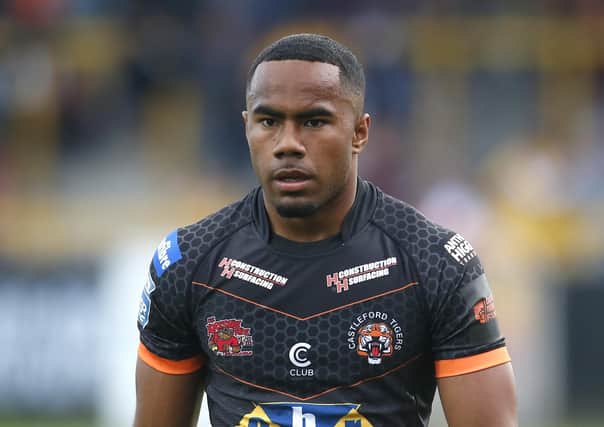 Castleford Tigers' Jason Qareqare: During the warm-up to face Hull FC. Pictures: SW Pix