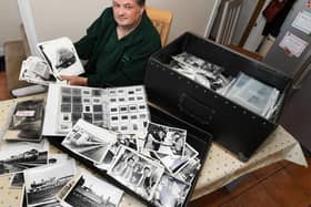 Some 3,000 photographs, dating as far back as the 19th century, will go on display at Finghall Lane Halt, run by the heritage Wensleydale Railway, after they were granted custody of the National Railway Museum’s photography archive. Pictured: Guy Loveridge with the archive