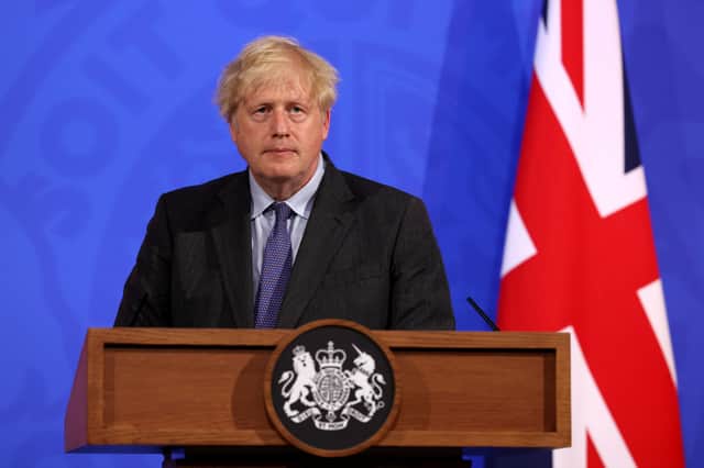 Prime Minister Boris Johnson, during a media briefing in Downing Street, London, on coronavirus (Covid-19). Picture: Jonathan Buckmaster/Daily Express/PA Wire