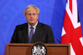 Prime Minister Boris Johnson, during a media briefing in Downing Street, London, on coronavirus (Covid-19).