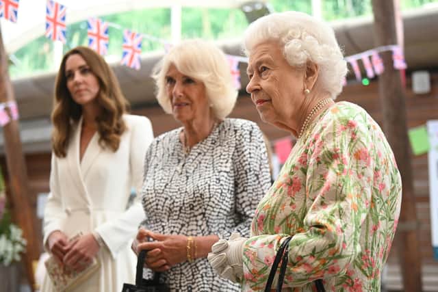 The Queen, Duchess of Cornwall and Duchess of Cambridge at the G7 summit.